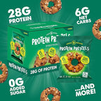 CRISP POWER Protein Pretzels, Everything, 28G Protein, High Protein Snack, High Fiber, Low Carb Crunchy Pretzel Snacks, No Added Sugar, 1.75 oz Bags, 24 Pack, Vegan, Keto