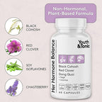 Youth & Tonic Her Hormone Balance – Menopause Supplement for Women, Perimenopause Support, Non-Hormonal Herbal Formula with Black Cohosh for Hot Flashes & Night Sweats, 60 Capsules