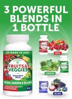 Lunakai USA Made Superfood Fruits & Veggies Supplement - All-in-One with 4 Blends & Scented Capsules, 180ct Super Veggie Capsules for Adults