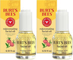 Burt's Bees Gua Sha Face Oil With Rosehip Seed Extract,Reduces Appearance of Fine Lines and Wrinkles,Use with Ice Roller & Facial Tools,Natural Origin Skin Care,0.51 fl. oz.,(Pack of 2)