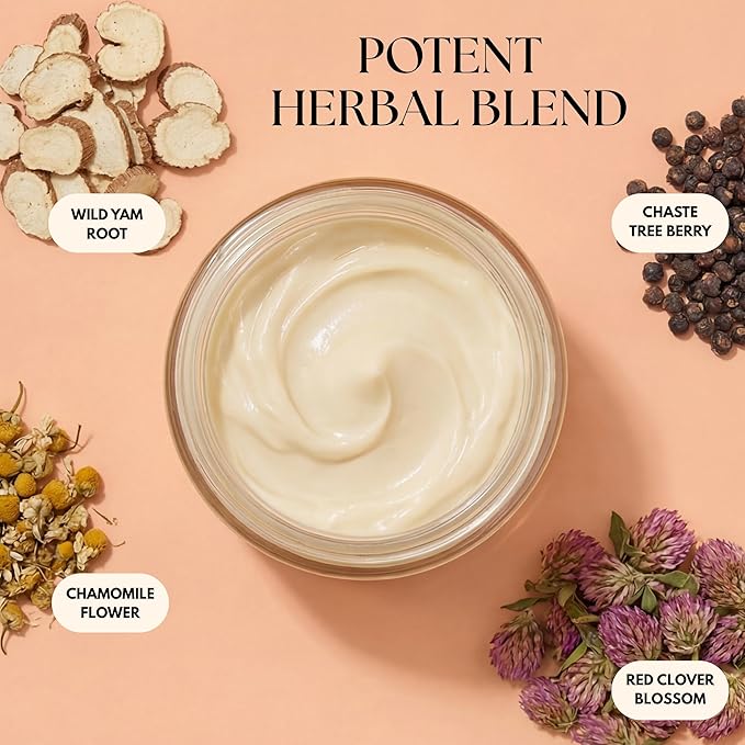 Wild Yam Cream - Menopause and PMS Support for Women, 4 oz (Vanilla Lavender), Organic Wild Yam Cream for Balance - Made with Chaste Tree Berry and Red Clover
