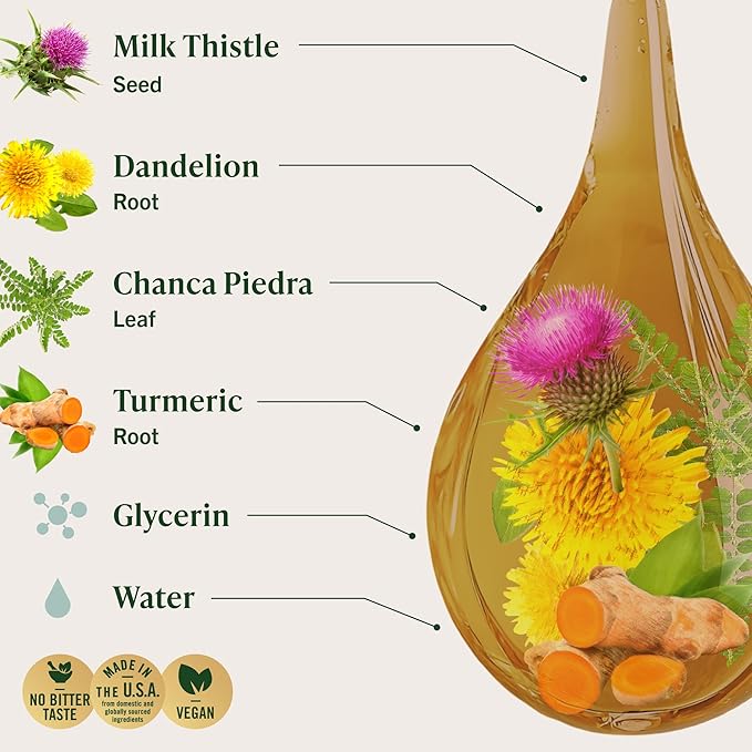 HERBAMAMA Liver Support Tincture - Vegan Liver Detox Liquid Drops with Milk Thistle, Dandelion Root & Chanca Piedra - Non-GMO, Alcohol & Sugar-Free Liquid Cleanse Supplement, 42-Day Supply