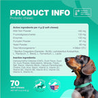 Probiotics for Dogs Gut Health, Digestion, Immunity, Yeast Balance, Itchy Skin, Allergies Support - Dog Probiotic Chews (Travel Pack) with Digestive Enzymes for Gut Flora - Pumpkin and Yeast Powder