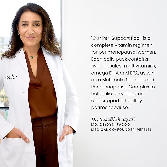 Perelel Peri Support Pack, Perimenopause Vitamins for Women, for Womens Nutrition Support & Overall Wellness, Soy & Gluten Free, Non GMO, 30 Daily Pill Packs