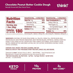 think! Delight, Keto Protein Bars, Healthy Low Carb, Gluten Free Snack - Chocolate Peanut Butter Cookie Dough, 10 Count (Packaging May Vary)