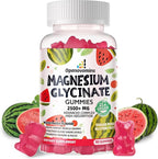 Magnesium Glycinate Gummies 2500mg - Sugar Free Magnesium Potassium Supplement with Vitamin D, B6, CoQ10 for Calm Mood & Sleep Support - 90 Watermelon Gummies