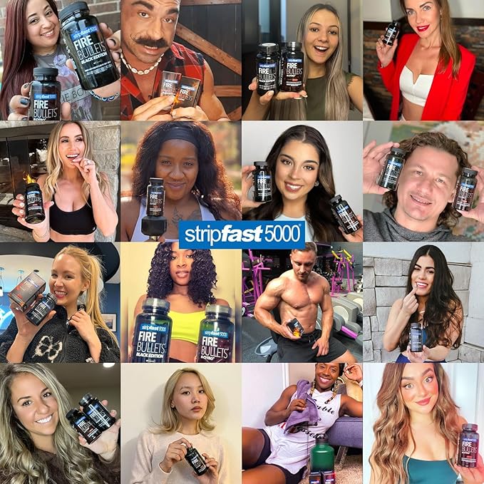 stripfast5000 Weight Management Support + Relaxation Capsules, Stimulant-Free for Women & Men, Night Bullets Blackout