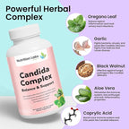 Candida Cleanse Supplement for Balance & Support, Candidase Detox, Women & Men. Gut Health & Flora, pH Level, Intestinal Health. Lactospore® Probiotics. Anti Yeast Overgrowth W/ Oregano, Caprylic Acid