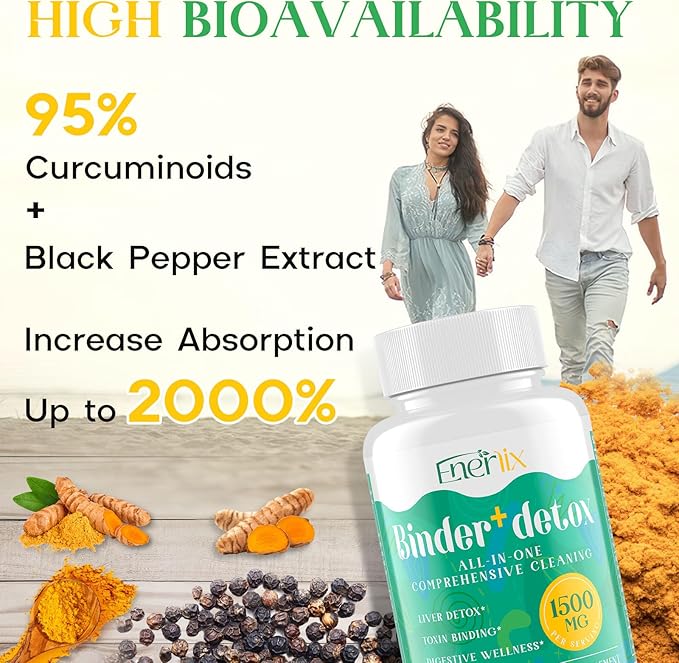 15-in-1 Detox Binder, Activated Charcoal, Zeolite & Bentonite Clay, Chlorella, 1500 MG Detox Supplement Maximum Absorbent, Liver Gut Digestive Detox Cleanse, 180 Vegan Capsules