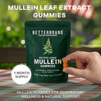 Betterbrand Mullein Chewable Gummies for Lung Cleanse and Detox, Respiratory Health Supplement, 1000mg Mullein Extract per Serving, 60 Gummies - 30 Day Supply - Pear Flavored