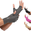 Copper Compression Arthritis Gloves | Fingerless Arthritis Carpal Tunnel Pain Relief for Men & Women | Hand Support Wrist Brace for Neuropathy, Rheumatoid, Tendonitis, Swelling, Typing Grey Large