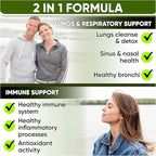 Lung Health & Immune Support Supplement - Lung Cleanse and Detox With Immunity Vitamins For Better Lungs, Immune Defense, Clear Lungs & Deep Breathing Including Quercetin & Cordyceps.Two Months Supply