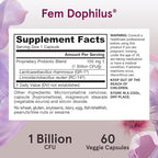 Jarrow Formulas Fem-Dophilus Vaginal Probiotics 1 Billion CFU With 2 Science-Backed Strains, Dietary Supplement For Vaginal & Urinary Tract Support, 60 Capsules, 60 Day Supply, Shelf-Stable Probiotics