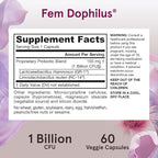 Jarrow Formulas Fem-Dophilus Probiotics 1 Billion CFU with 2 Science-Backed Strains, Dietary Suppl for Vaginal and Urinary Tract Supp,60 Veggie Caps,Up to a 60 Day Supply, Shelf-Stable,12 Packs