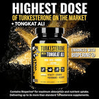 Turkesterone 17,500mg [Max Potency] + BioPerine® for High Absorption Supplement with Tongkat Ali - Increase Lean Muscle Growth & Recovery, Drive & Stamina - USA Made & Non GMO - 120 V Capsules