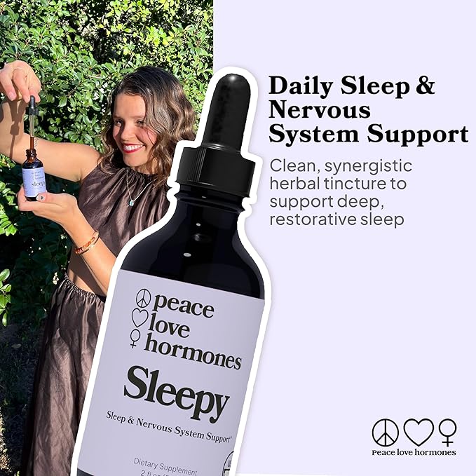 peace. love. hormones. Sleepy Natural Sleep Aid & Nervous System Support – Herbal Supplement – Helps Ease Occasional Bloating - Supports Skin Clarity– Non-Drowsy Herbal Formula