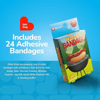 BioSwiss Bandages, Hot Dog Shaped Self Adhesive Bandage Set, Latex Free, Sterile Wound Care, 24 Count