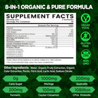 Moringa Gummies for Women Men, Pure Organic Moringa Leaf Extract Supplement with Vitamin C & E, Turmeric, Ceylon Cinnamon, Probiotics for Gut & Immune Health, Supergreen, Sugar-Free, Vegan, 60 Chews