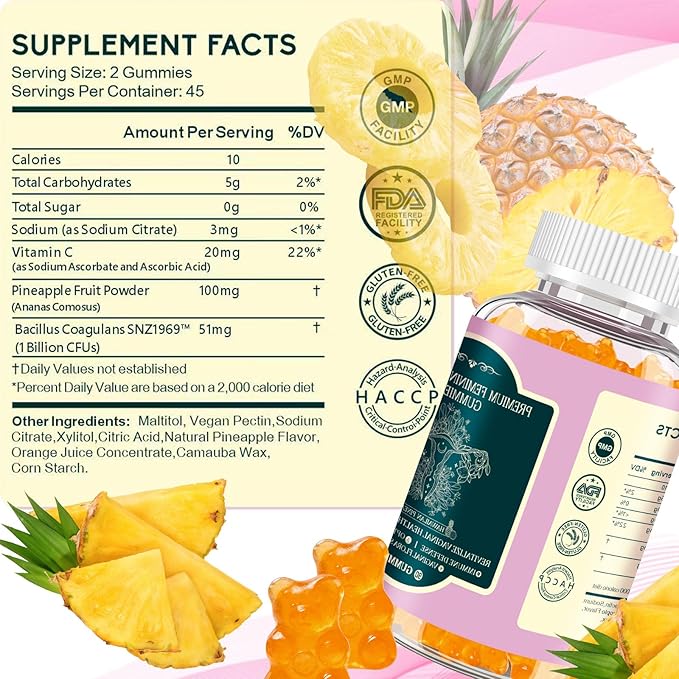 Hotvox Premium Feminine Balance Gummies,Probiotic Gummies,PH Balance & Gut Health Support,Boosts Immune System, Nurtures Women's Health, Pineapple Flavor Vegan Gluten-Free, 90 Count