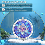 Pill Box 3 Compartment Small Pill Case,Portable for Pocket or Purse Pill Organizer Pill Container Holder to Hold Vitamins, Medication, Fish Oil and Supplements(Mandala Navy Blue)
