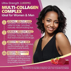 Collagen Gummies + Biotin Soft Chews 3000mg for Women & Men, Ultra Hydrolyzed Collagen Peptides Boosting Type I,II,III,V,X, Vitamin C, E, Anti-Aging Formula for Hair, Skin & Nails, Digestion,Bone,60Ct