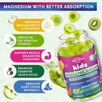 Center-Filled Kids Magnesium Gummies - Magnesium Glycinate Gummies for Kids & Adults with L-Theanine, Chamomile, Licorice, Vitamin D, B6 for Sleep, Relaxation, Brain & Muscle - Sugar Free Apple & Kiwi