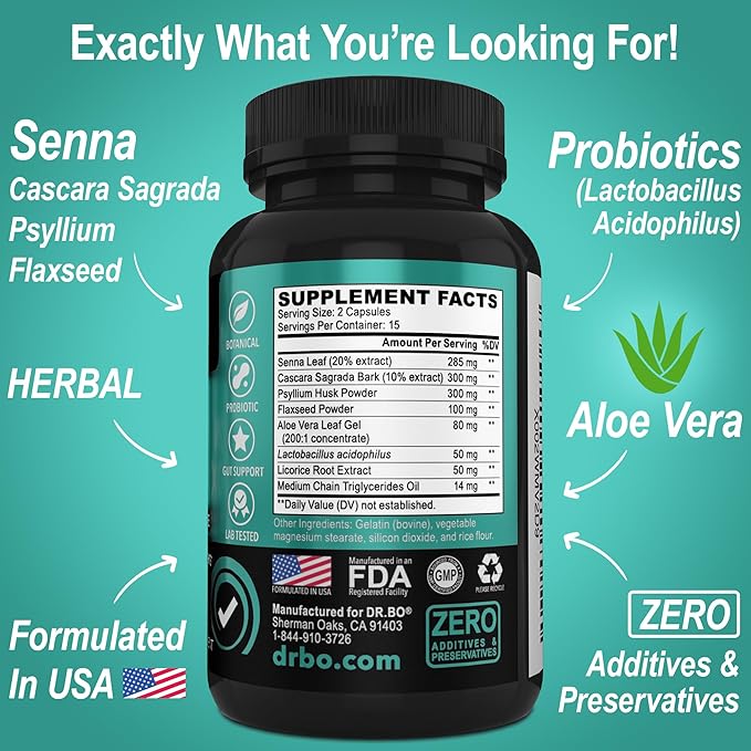 Colon Cleanser Detox for Weight Flush - 15 Day Intestinal Cleanse Pills & Probiotic - Fast Natural Laxative for Constipation Relief - Bowel Movement Supplements for Stomach Bloating, Gut Loss Support