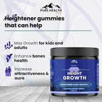 Heightener Height Growth Sleep Gummies - Vitamins to Grow Taller for True Height Potential, Natural Height Booster Increase Supplement for Kids and Adults | Calcium & Melatonin Multivitamin - 60 Gummy