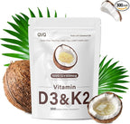300 Pcs Vitamin D3 K2 5000 IU + 100mcg, Coconut Oil, Gluten-Free, Non-GMO, Soy Free