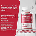 Berberine Supplement 1500mg,Sugar Free Berberine with Ceylon Cinnamon Gummies,Chromium,Turmeric, Fenugreek for Naturally Metabolism Balanced, Berberine HCl from Indian Barberry Extract, 120 Cts