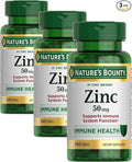 Nature’s Bounty Zinc 50mg Immune System, Skin, & Antioxidant Health Support Contributes to DNA Formation Vegetarian, Non-GMO, Gluten Free | 100 Caplets, 1 Serving Per Day for Daily Health (Pack of 3)
