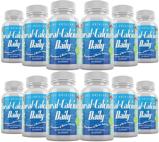 Daily Health - Pure Okinawa Coral Calcium - Marine-Grade Supplement with 72 Trace Minerals - 1475mg, 1080 Vegetable Capsules (12 Month Supply)