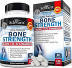 BioSchwartz Bone Strength Supplement - Gentle Non-Constipating Bone Health Supplement for Women & Men with 9-in-1 Complex with Calcium Magnesium Zinc D3 K2 & More - 3rd Party Tested - 1 Month