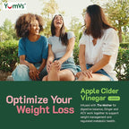 YUM-V'S Apple Cider Vinegar Gummies – ACV Gummies with Ginger & The Mother – Supports Metabolism, Vitality & Daily Wellness – Natural Apple Flavor Vegan, Non-GMO, Gluten-Free, Cider Gummy – 60 Count