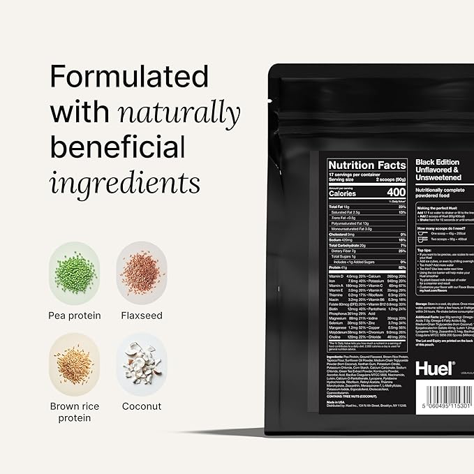 Huel Black Edition | Banana 40g Vegan Protein Powder | Nutritionally Complete Meal Replacement | 27 Vitamins and Minerals, Gluten Free | 17 Servings