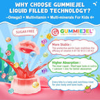 Nextdia Omega 3 (EPA/DHA) Filled Gummies for Kids Teen with Multivitamin, Calcium + D3 + K2 + Zinc, Plus Vitamin A B1 B2 B12 C, Selenium, Iodine for Brain, Eye, Bone, Energy, No Fish Taste, Sugar Free