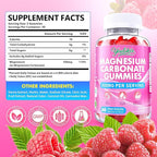 Magnesium Carbonate 500mg Gummies, High Absorption Magnesium Supplement for Adults - Support Muscle Function, Vegan, Sugar Free, Raspberry Flavor, 60 Count