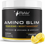 RAW Synergies Amino Slim - Active Lifestyle Supplement for Metabolic & Mindful Eating Support - Muscle & Energy Support - Sugar-Free & Vegan - Lemonade - 20 Servings