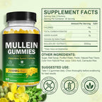 Mullein Gummies for Lungs, Mullein Extract for Smokers - Support Lung & Respiratory Health, Soothes Throat Irritation, Boost Immune - Mullein Leaf Extract for Lungs, Breathe Easier - 60pcs