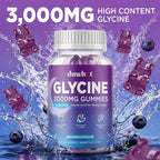 duwhot Glycine Gummies, 3g(3000 mg) Glycine Supplements for Sleep, Detox, Relax, Nerve Support, Blueberry Flavor, Sugar-Free, Vegan, Non-GMO, Gluten-Free, 120 Ct.