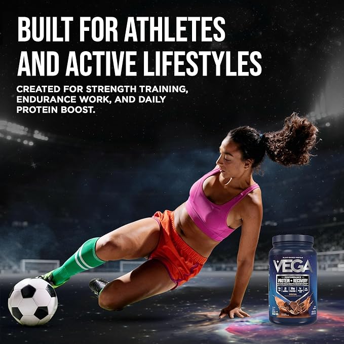 Vega Sport Vegan Protein Powder + Recovery - 30g Plant Based Protein per Serving, Mocha, 19 Servings, 5g BCAAs, Probiotics, NSF Certified, for Shakes & Smoothies, 1.8lbs (Packaging May Vary)
