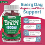YUM-V'S Magnesium Citrate Gummies – 900mg Highly Absorbable Magnesium Gummies for Women & Men to Support Nerve, Muscle & Enzyme Function – Gluten-Free, Kosher & Raspberry Flavor (90 Count)