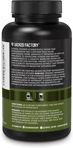 Jacked Factory Ashwagandha Root Extract (KSM-66 Ashwagandha) w/ 5% Withanolides - Supplement for Natural Stress Relief, Cognitive Function, Vitality, and Mood Support - 60 Veggie Capsules