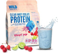WILD SOCIETY - Clear Protein Powder + Electrolytes - 20g Clear Whey Protein Isolate Drink - Zero Sugar - 0g Lactose - Natural Flavors & Colors - Muscle Post Workout Recovery - Rocket Pop, 16 oz