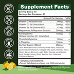 Cortisol Supplements for Women & Men, 15-in-1 Cortisol Detox & Reducer - Adrenal Balance, Relaxation, Sleep & Focus, with Magnesium, Ashwagandha, L-Theanine, Vitamin C, D3 & B6, 2 Fl Oz