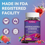 Ashwagandha Gummies 3000mg - Stress Relief, Immune Support & Increased Energy - Ashwagandha Supplements for Women & Men - Natural Mixed Berry Flavor (60 Count)