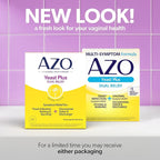AZO Yeast Plus Dual Relief Homeopathic Medicine | Yeast Infection Symptom Relief: Itching & Burning | Vaginal Symptom Relief: Occasional Odor & Discharge | #1 Most Trusted Brand | 2 Pack (60ctx2)