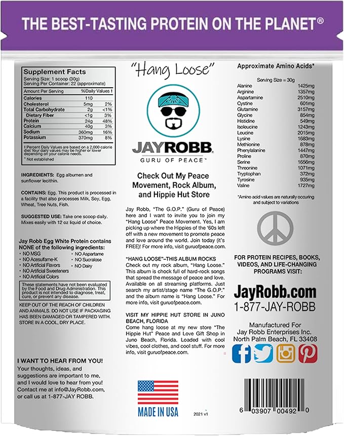 JAYROBB Unflavored Egg White Protein 24 oz, 1.5 Pound Bag
