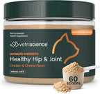 VetriScience Ultimate Strength Healthy Hip & Joint Powder, GlycoFlex Glucosamine, Chondroitin and Green Lipped Mussels Joint Supplement for Cats, Cheese & Chicken, 60 Scoops