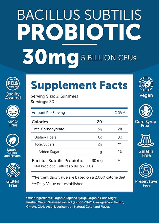 Lunakai USA Made Probiotic Gummies - 5 Billion CFUs, Vegan, Non-GMO, Gluten-Free - Digestive & Immune Support for Women & Men - 3 Pack